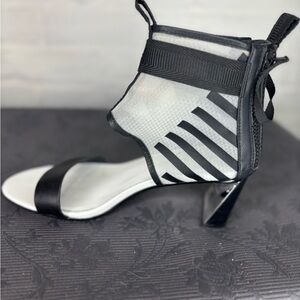 United Nude Black and White Mesh Heels